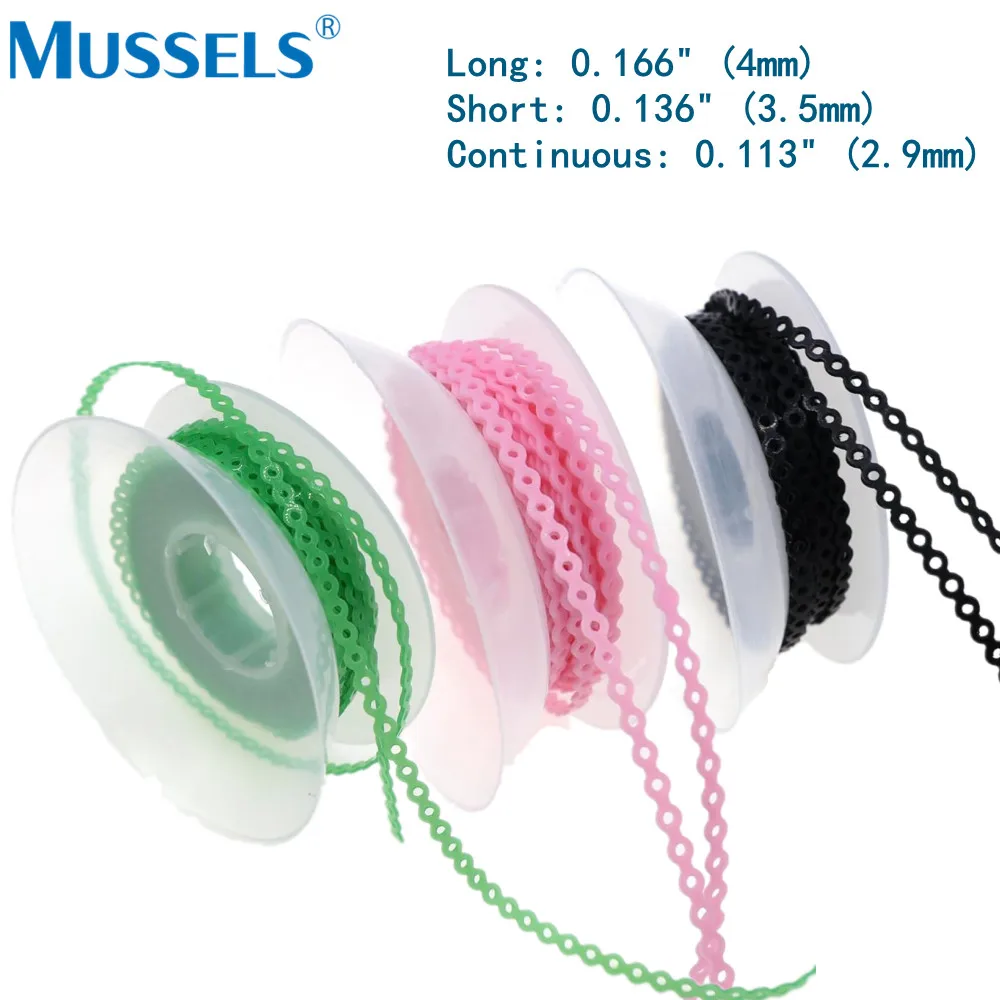 Catena di alimentazione elastica dentale per bretelle ortodonzia elastici legatura Ultra Powerchains strumento di odontoiatria continuo corto lungo