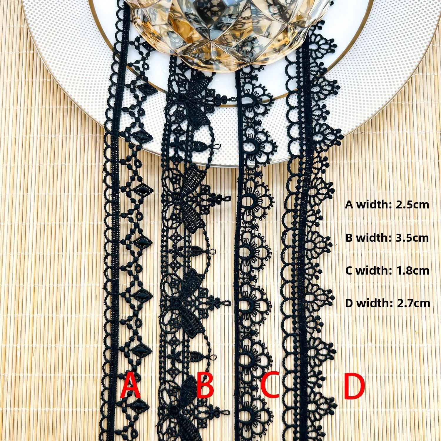 15yards Lace Lace Multi-Specification Black Wave Unilateral Hollow Embroidery Dress Hems DIY Water Soluble Lace