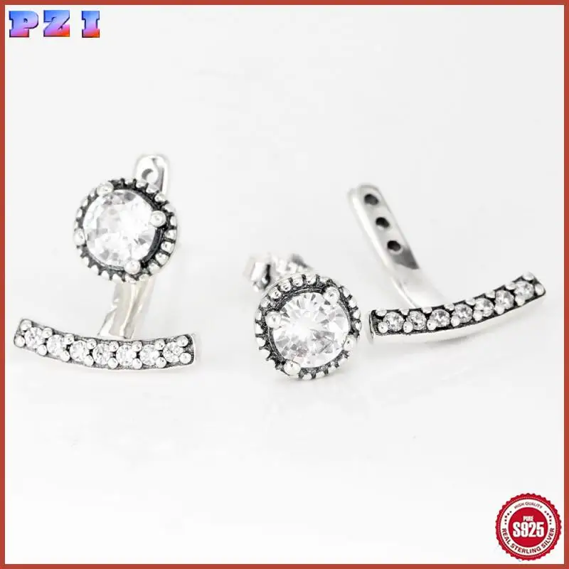 2025 Original Authentic 925 Sterling Silver Valentine's Day Shiny Hollow Out Elegant Earrings Women Fashion Jewelry Gift