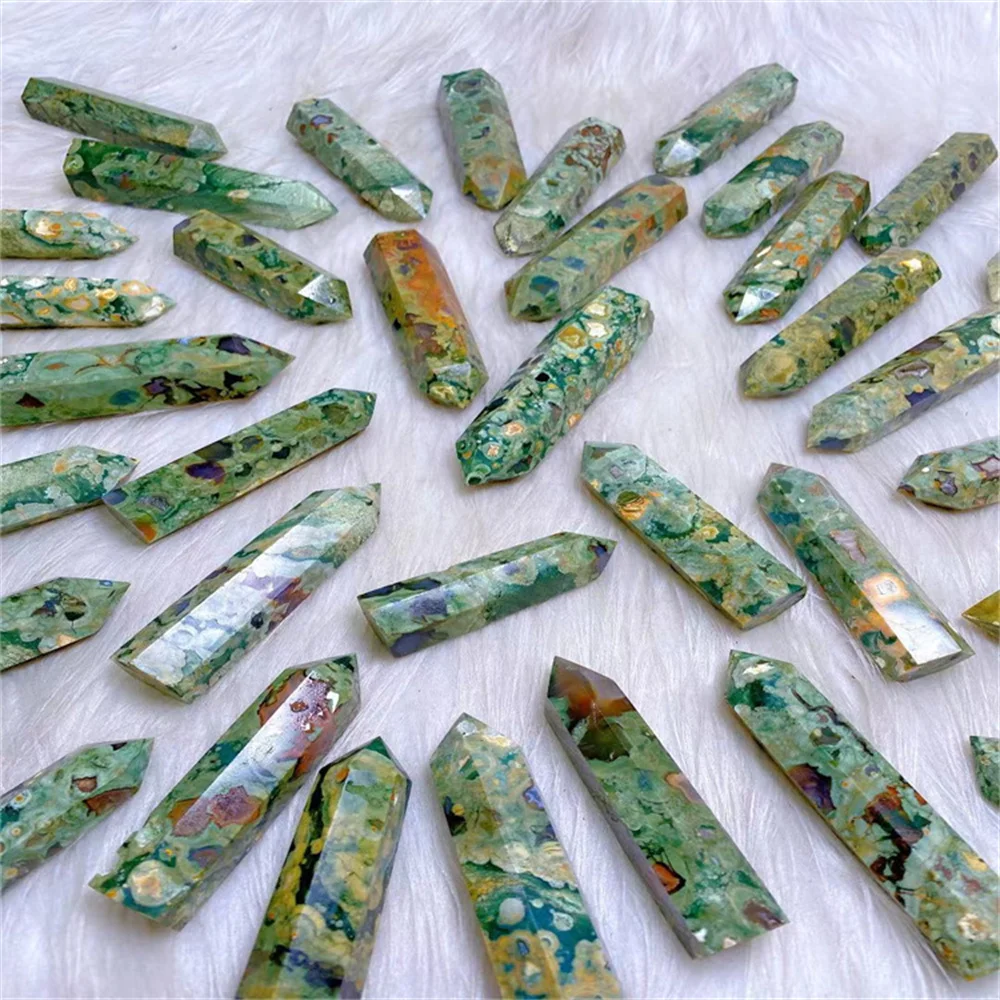 High Quality Natural Crystal Wholesale Rhyolite Jasper Tower Point Healing Gemstone Wand  Home Decoration Gift