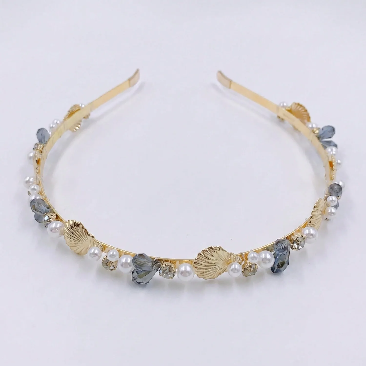 

2pcs Vintage Starfish Shell Charm Headband, Blue Embellishment With Gold Spacers - Women's Adjustable Delicate Hair Clip, Perfect For Beach Wedding Party Everyday Headdress, Cute Hair Accessories, Mermaid Theme Accessories, Spiral Shell Design