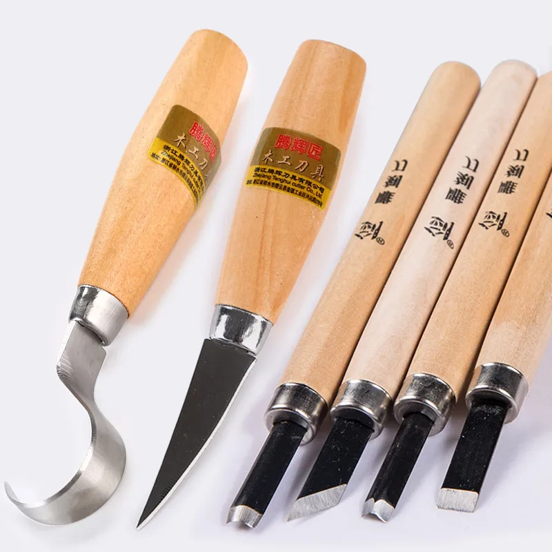 Wood Carving Knife Tools Chisel Woodworking Cutter Hand Tool Set Sculptural Spoon Hooked DIY Engraving Peeling Woodcarving Tools