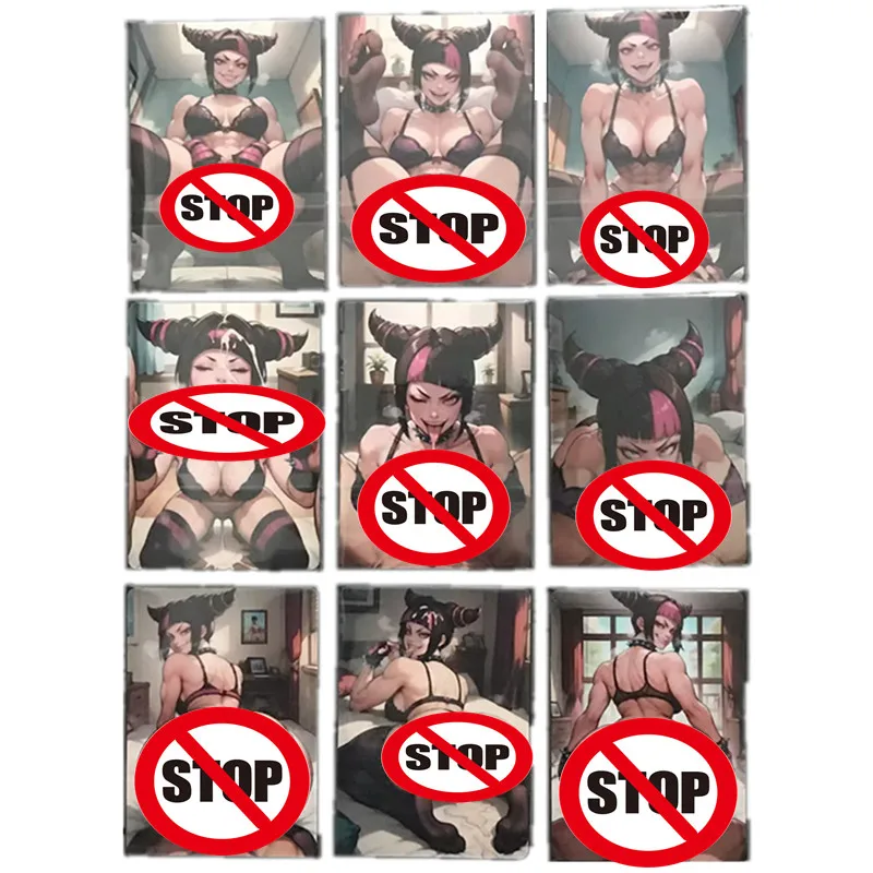 9pcs/set Anime Sexy Fighting Game Cards Street Fighter Han Juri Sex Underwear Adult 18+ Nude Photo Toys and Gift Collection Card