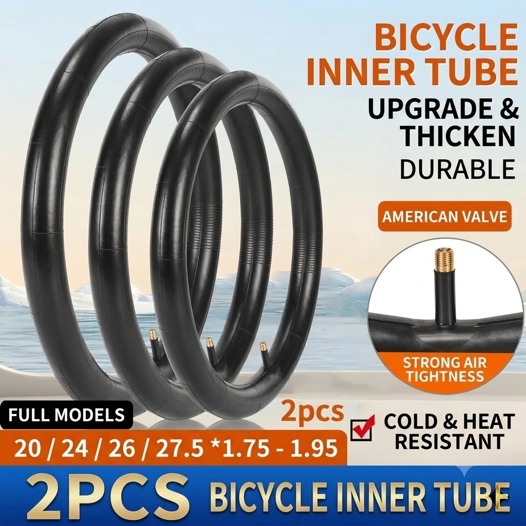 

2Pcs Bicycle Inner Tube 20 24 26 27.5 Inch 650B Bike Tires Schrader AV32mm American Valve Tube For MTB Mountain Cycling Parts
