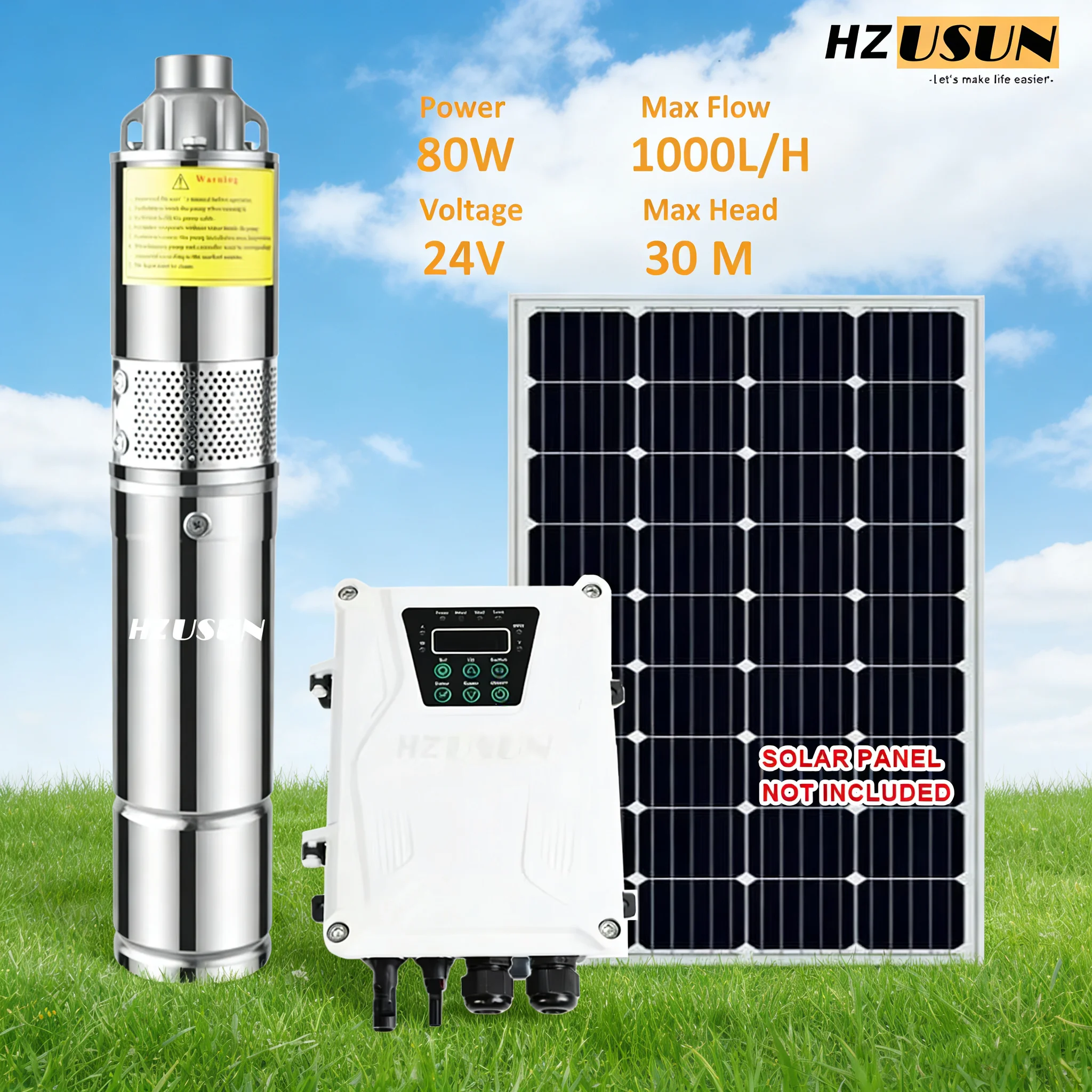 Mini 80W Solar Powered Borewell Submersible Water Pump Kits for Rain Barrel DC 24V Solar Pressure House Water Pump Cost for Home