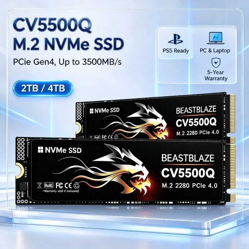 New CV5500Q M.2 NVMe SSD PCIe Gen4 Internal Drive 2TB 4TB up to 3500MB/s Storage Upgrade For PS5 Desktop Laptop High Performance