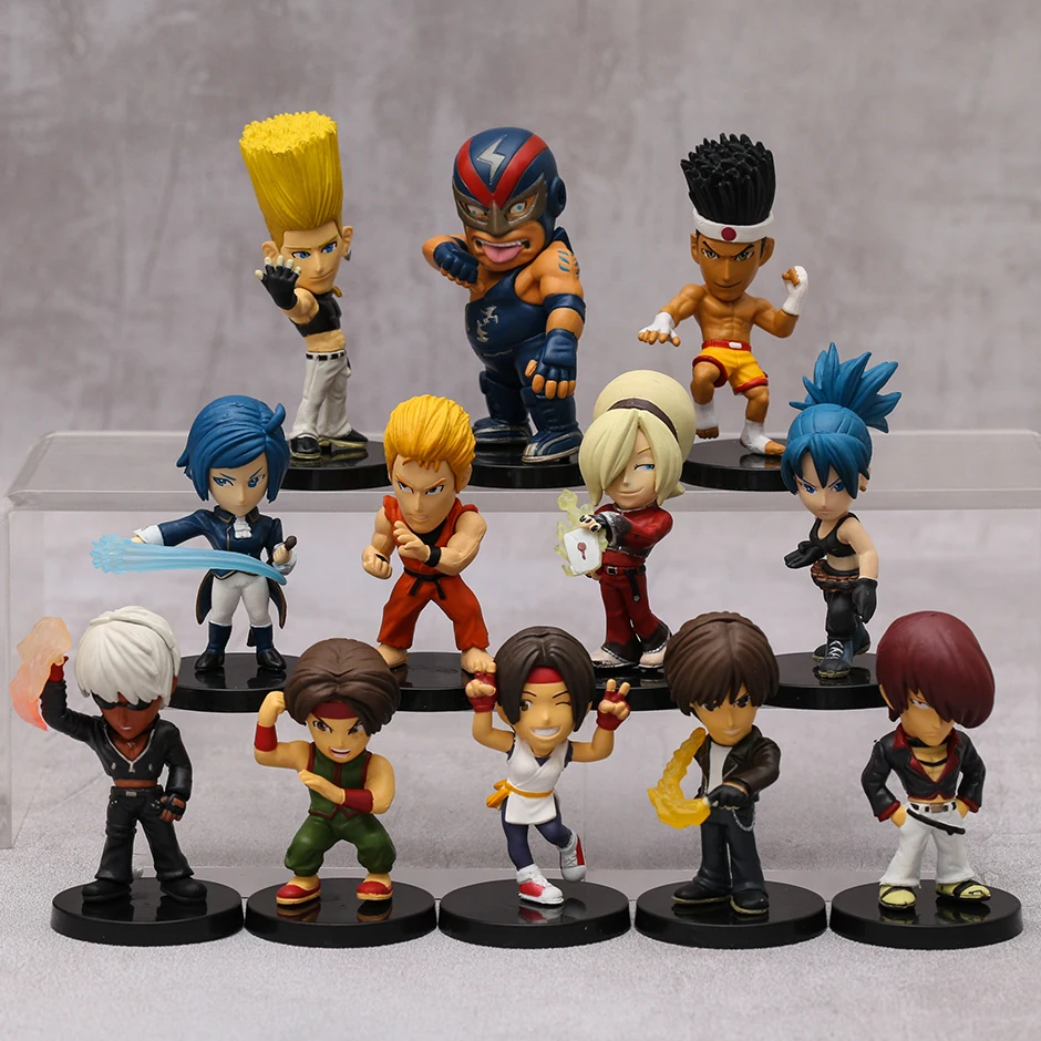 Set of 12 KOF Leona Heidern Yuri K Raiden Kyo Ash Elisabeth Joe Higashi Benimaru Nikaido Figure Toys Cute Dolls Creative Gift