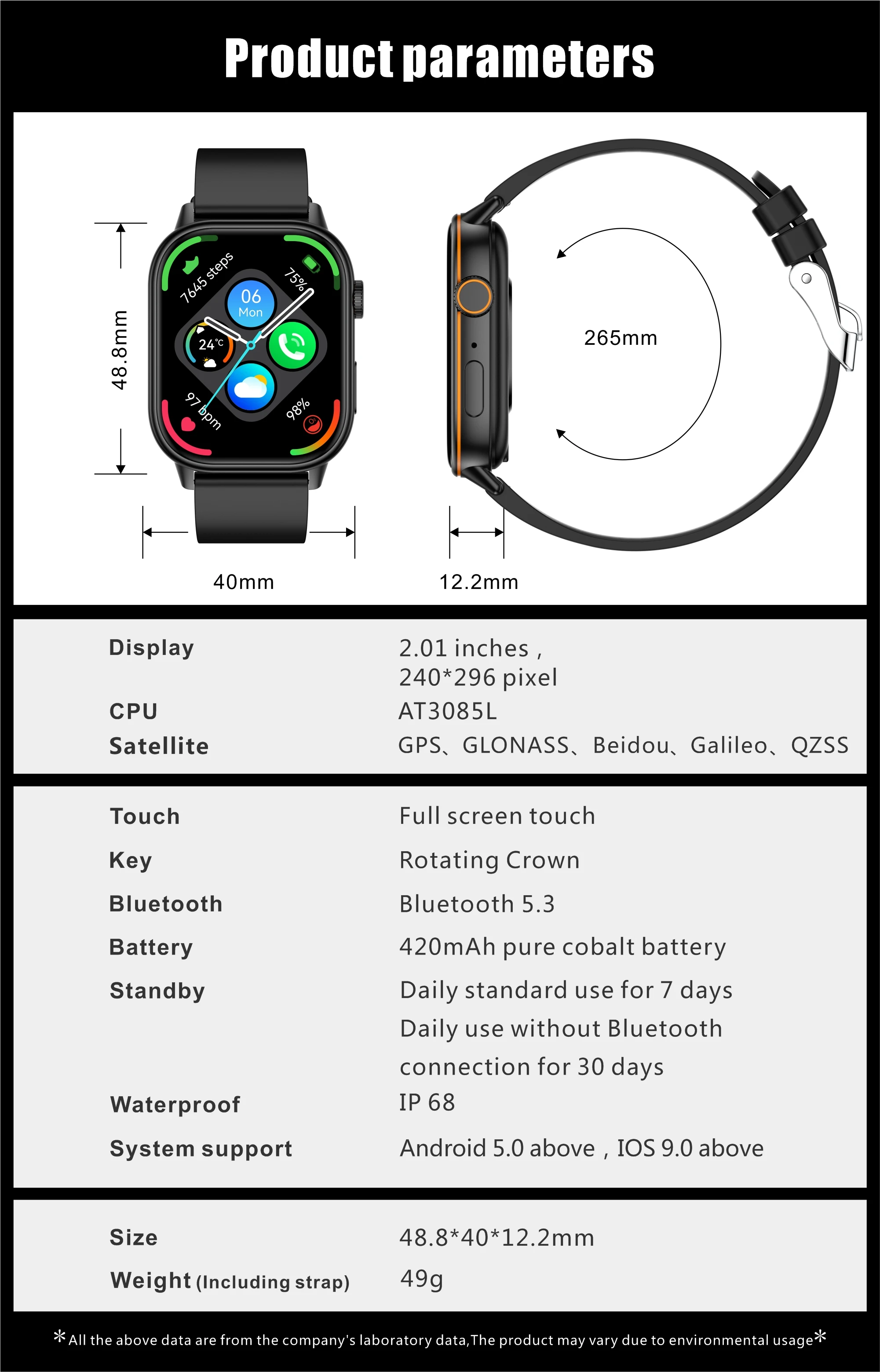 Neue Smartwatch mit integriertem GPS für Sport, Fitness und Pilates, Damenmode, präzise Positionsbestimmung, 5ATM wasserdicht, Bluetooth-Anruf-Armband – Detail 20