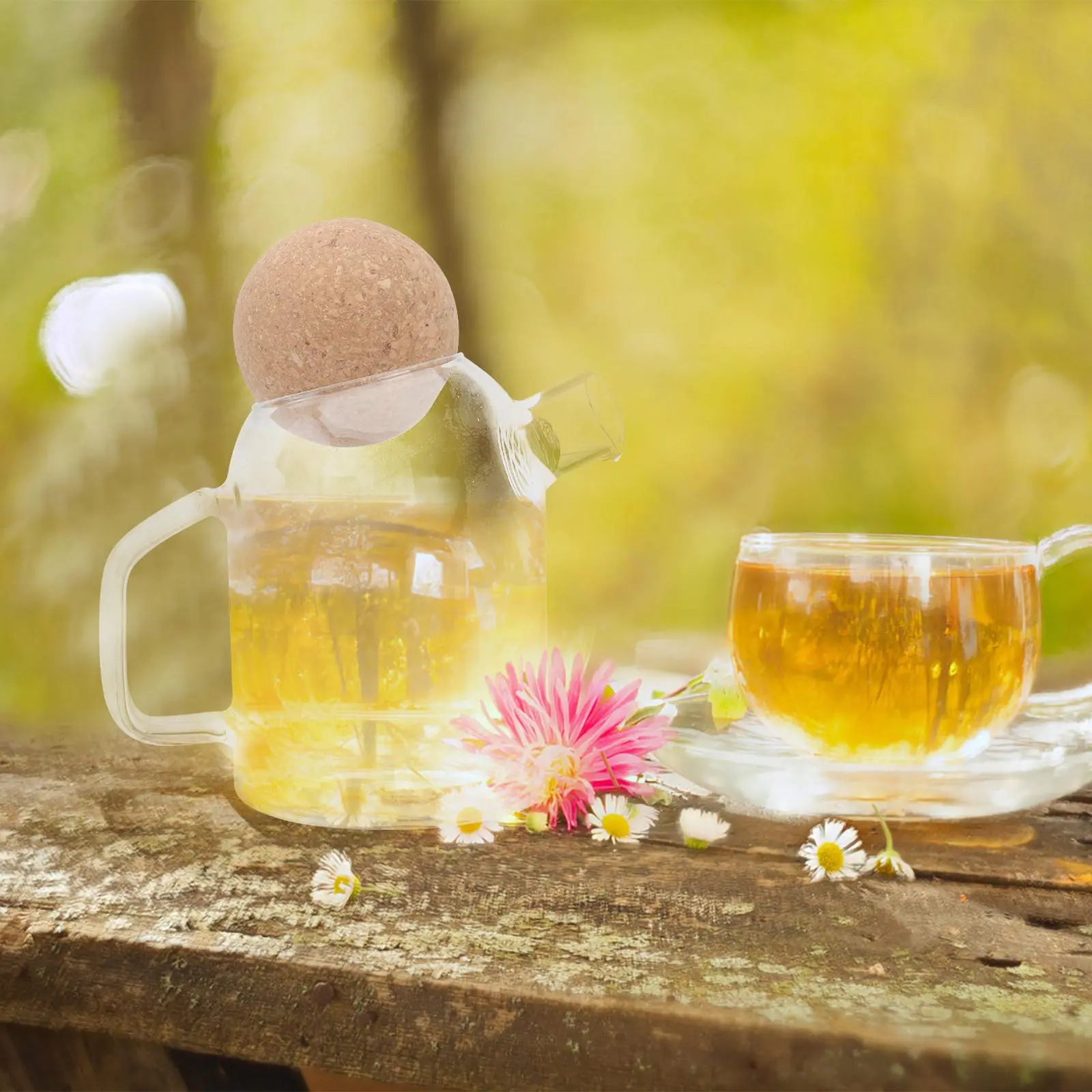 

Glass Tea Clear Clear Teapot With Cork Heat resistant Jug Cork Ergonomic Tea Pot H for Home Office Thickened Kitchen Bar