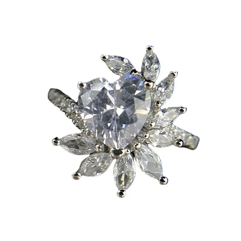 MDL Moissanite estilo Original de lujo corazón anillo de piedras preciosas chapado en oro de 18 quilates circonita personalizada diamantes rosas