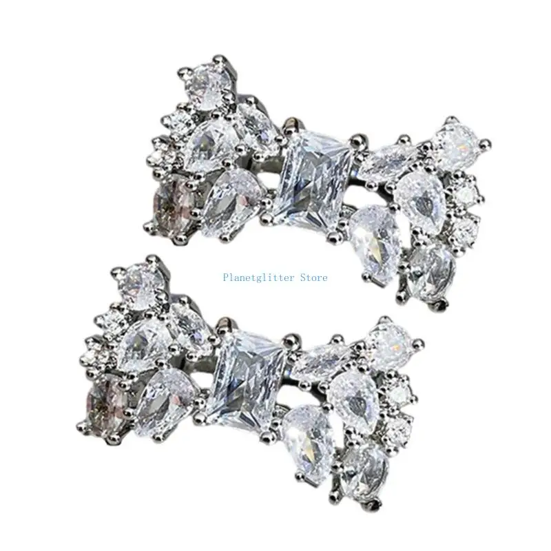 

652B Fashionable Rhinestones Bowknot Ear Clip Portable for Trendy Women Ladies