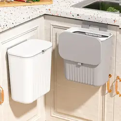 9L Kitchen Trash Can Wall Mount Trash Can Cabinet Storage Smart Bucket Bathroom Livingroom Office Sliding Rubbish Bin Trash Bin