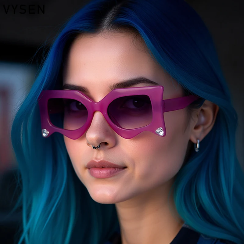 

Square Rhinestone Sunglasses Women 2025 Luxury Brand Trendy Irregular Frame Shades Y2K Punk Candy Eyewear For Ladies UV400