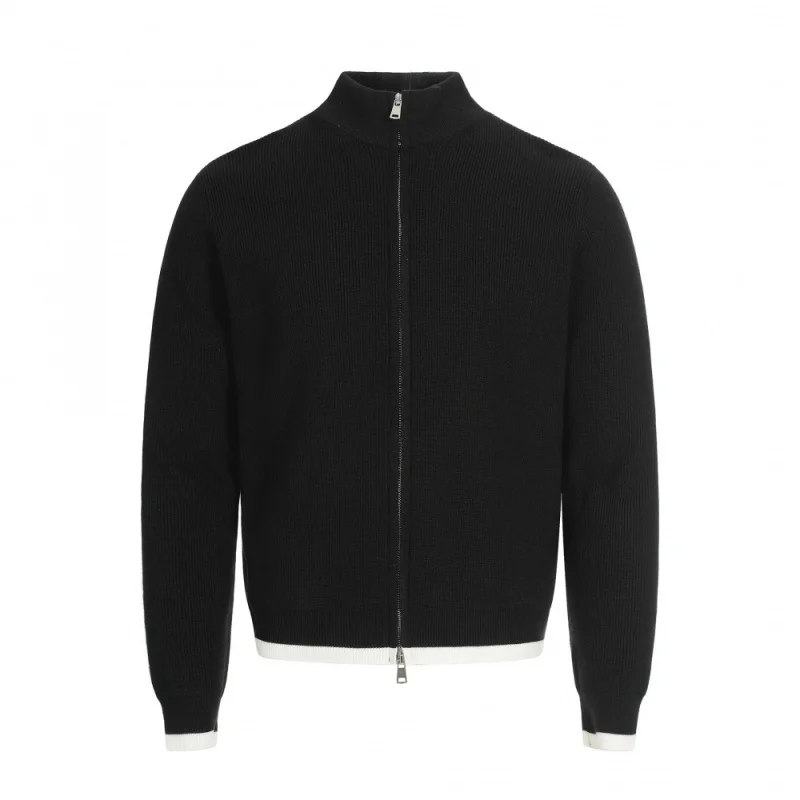 Men's Gray Zip-Up Mock Neck Cardigan, 2025 Autumn Trend Clean Fit Warm Thermal Knitted Casual Outerwear