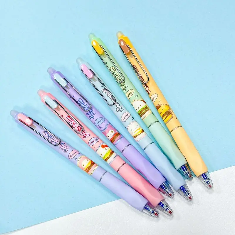 

6/36 шт., серия Hamburger, стираемая гелевая ручка синего пресса, студенческая легко натираемая ручка 0,5, ручка для подписи, канцелярские принадлежности, подарок