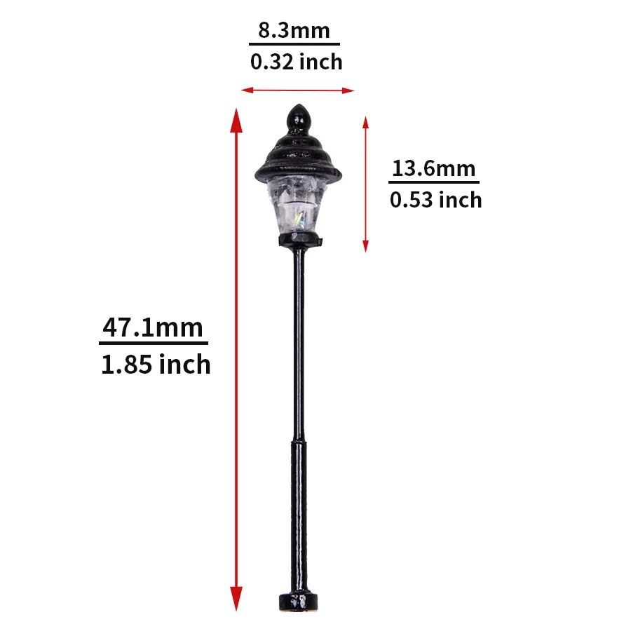 2 szt. Ho skala 3V miniaturowa lampa 1:87 Model światła dla pociągu kolejowego/sakietu budynku archatury/DIY Model Making/Diorama
