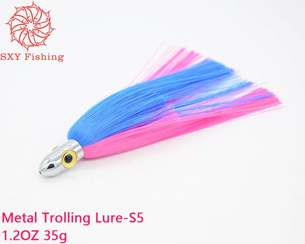 SXY FISHING 2024 Metal Trolling lures Big game lures Wahoo lure Tuna bait Hair fish bait Boat fishing bait 1.2OZ 35g 7inch