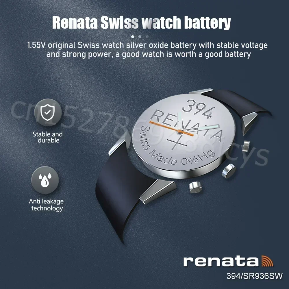 1-10PCS New Renata 394 SR936SW AG9 LR936 1.55V Silver Oxide Battery For Watch Toy Calculator Button Coin Cell Swiss Made