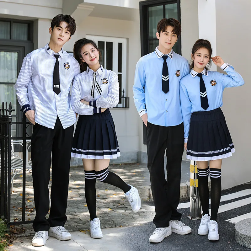 Britânico Acadêmico Uniforme Terno para Estudantes do Ensino Médio, Camisa JK, Saia Plissada, Traje de Coro, C014 Classe