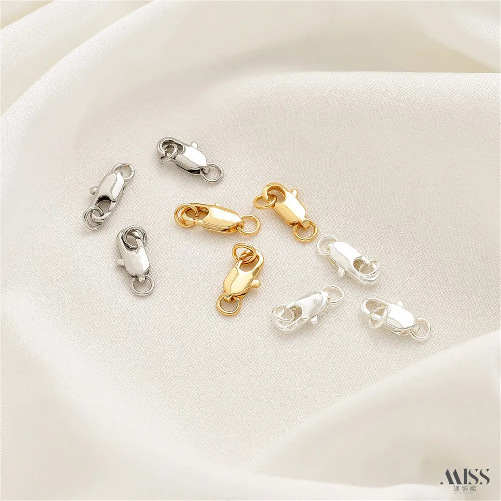 14K Gold Wrapped Fishtail Buckle, หัวเข็มขัดกุ้งก้ามกราม, ฤดูใบไม้ผลิการเชื่อมต่อหัวเข็มขัด, DIY Handmade สร้อยคอ, สร้อยข้อมือ
