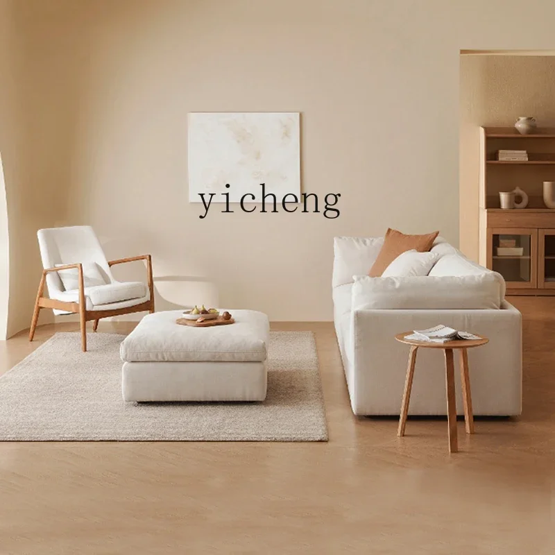 LYY Fabric Sofa Small Apartment Double Three-Seat Living Room Silent Wind Straight Row down Sofa