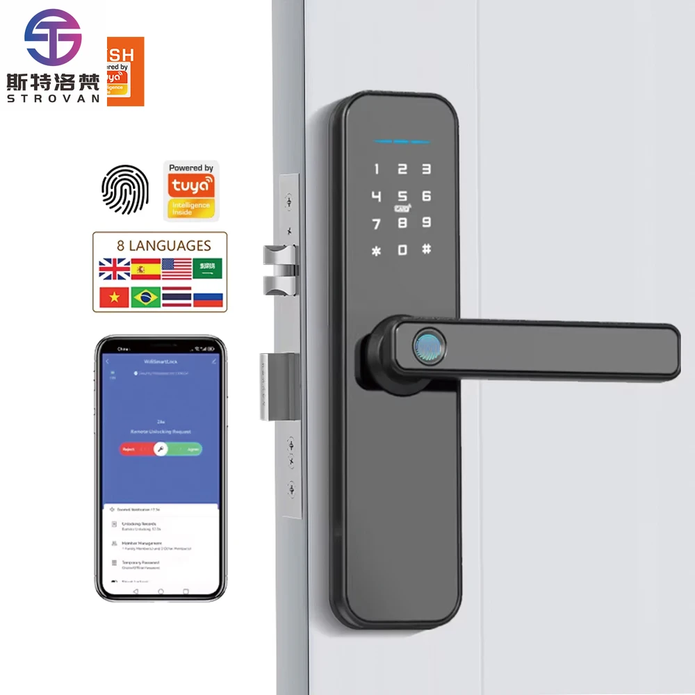 

STLF Smart Front Internal Panel Apartment Main Safe Digital Keyless Lock Electronic Tuya Aluminium Door Fingerprint Smart Lock