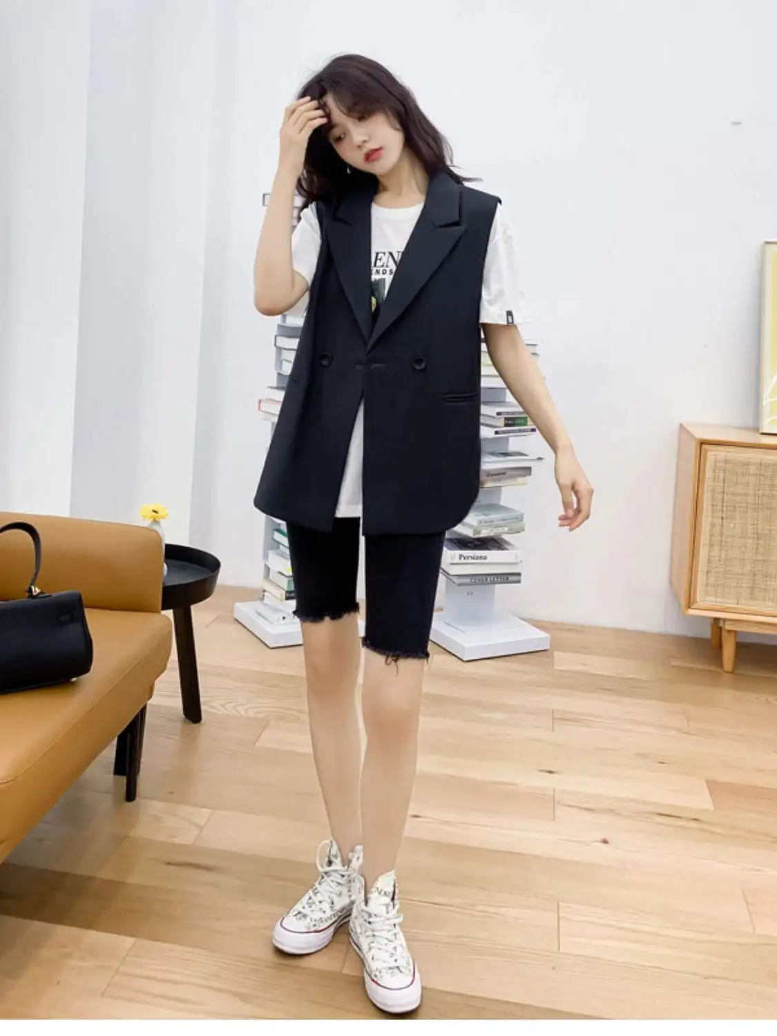 

Bla против морщин Design Sensation Western Sle Vest Jaet Свободный крой Повседневная женская верхняя одежда Faion Ba Split