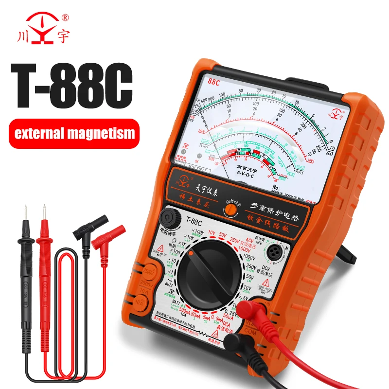 2025New Pointer Multimeter T88A T88B T88C AC/DC 2500V Volt-Amperemeter Analog Multimetro Widerstand Tester Mit Mantel elektriker Werkzeuge