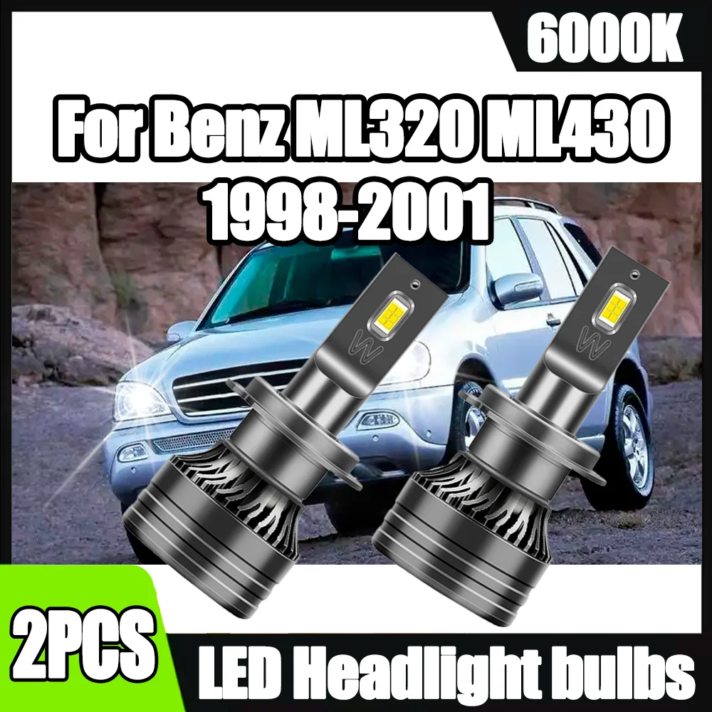 

2X Car Headlight 120W H7 20000LM LED Headlight Canbus No Error 6000K White LED Headlamp CSP Chips For Benz ML320 ML430 1998-2001