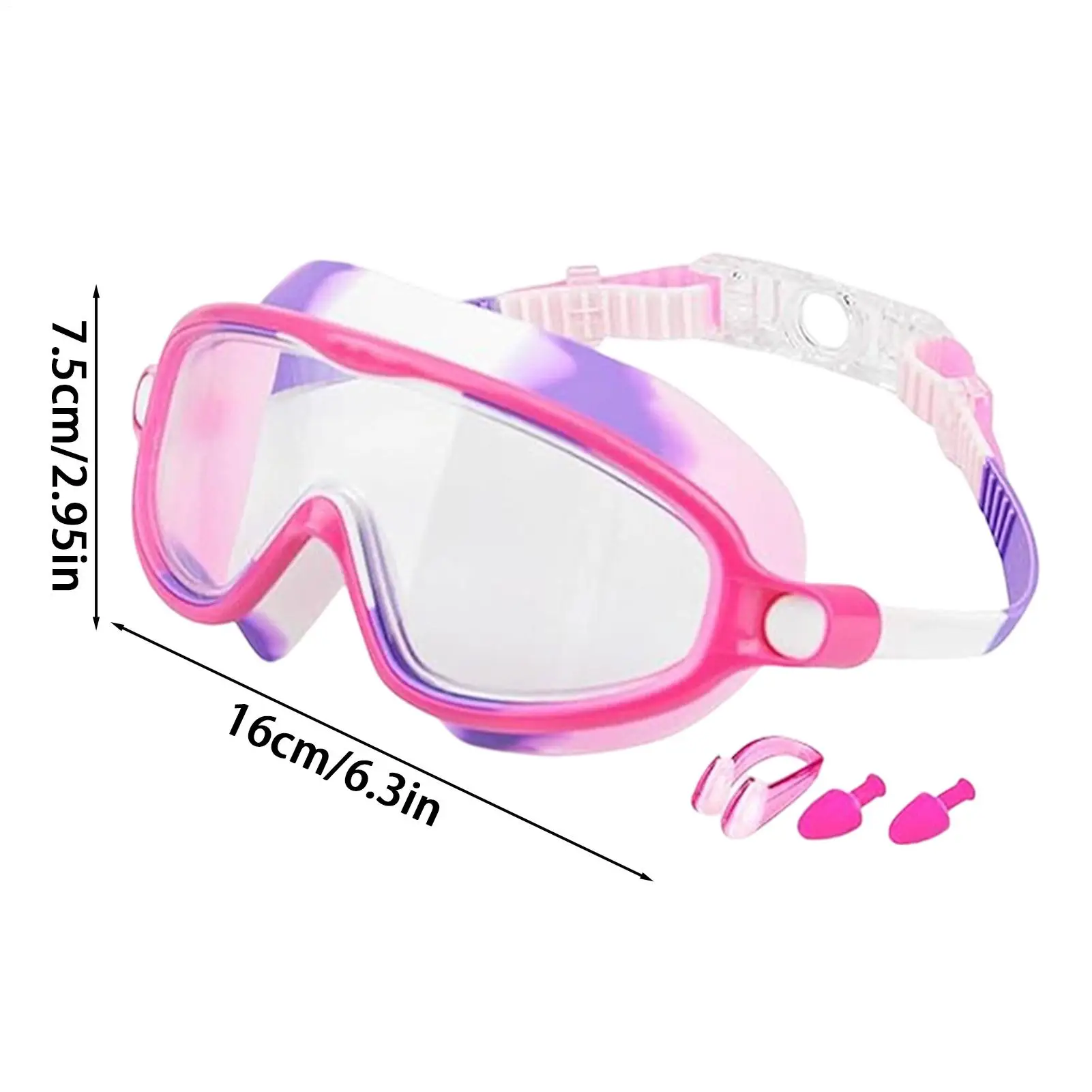 Swimming Goggles Kids Anti-Fog And UV Wide View Glasses With Nose Clip And Earplug Adjustable Strap No Leaking Water Goggles For view 6