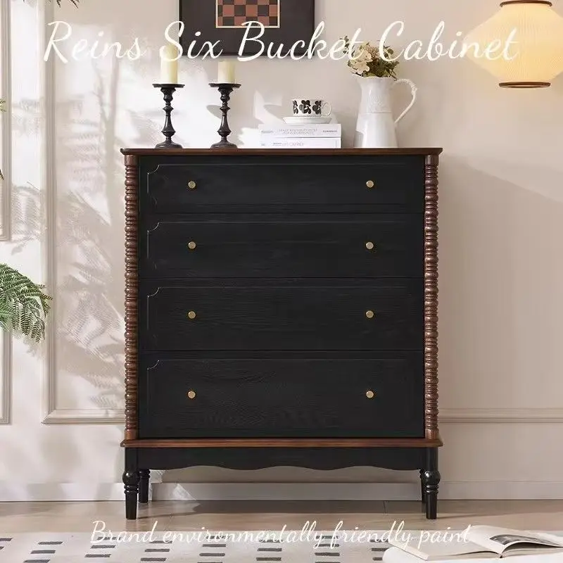 For four-chest cabinet household living room small apartment storage sofa side cabinet antique storage drawer cabinet