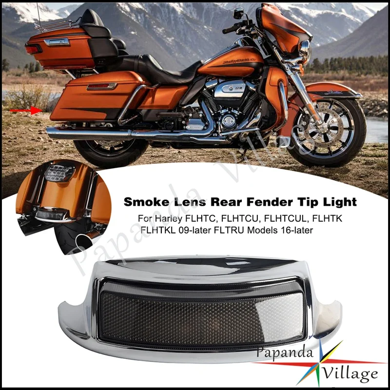 Smoke Lens Rear Fender Tip LED Turn Signal Brake Tail Light For Harley Electra Glides FLHTC FLHTK 09-22 Road Glide FLTRU 2016-Up