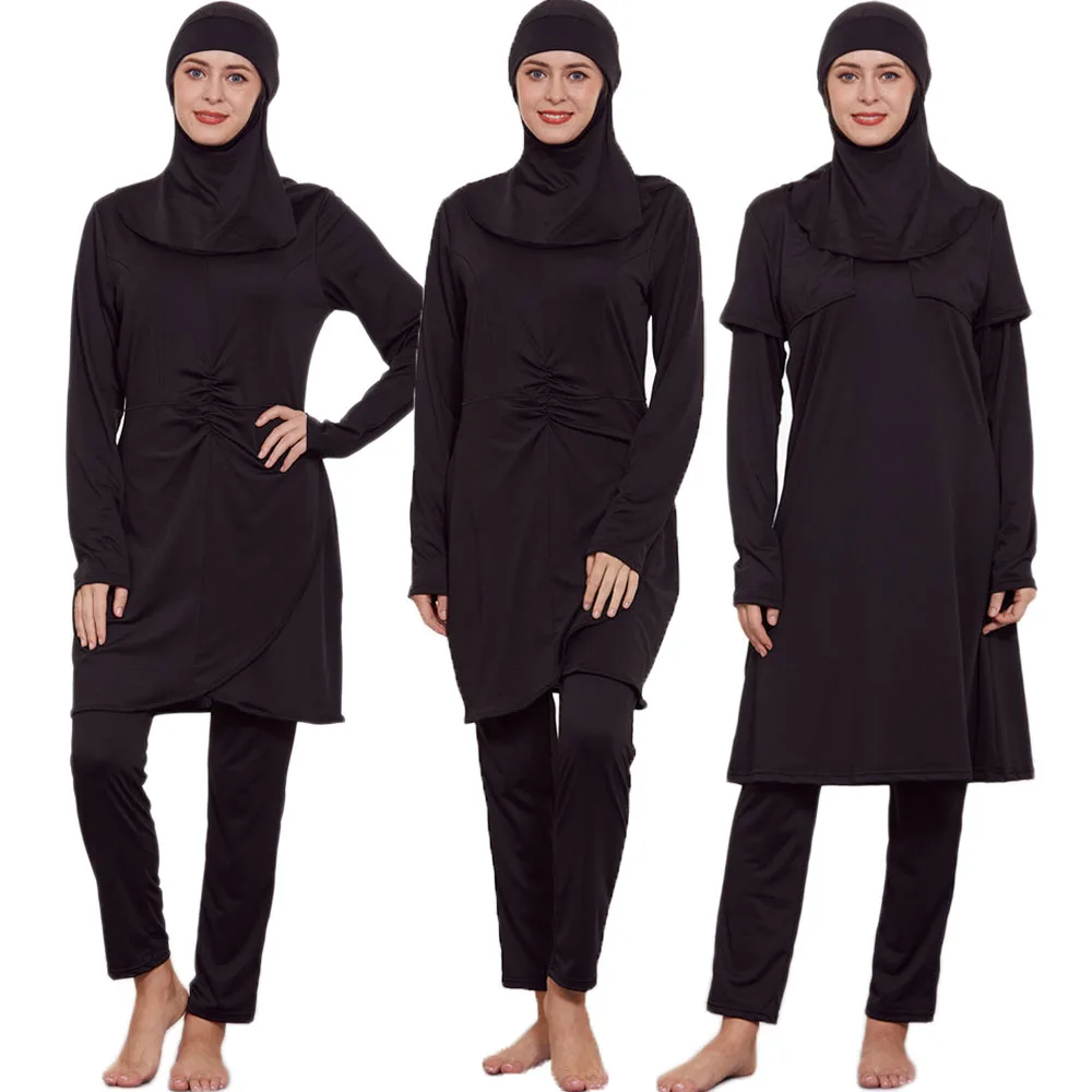 3 pezzi costumi da bagno musulmani donne modesto costume da bagno islamico Burkini costume da bagno Hijab costume da bagno conservatore Maillot De