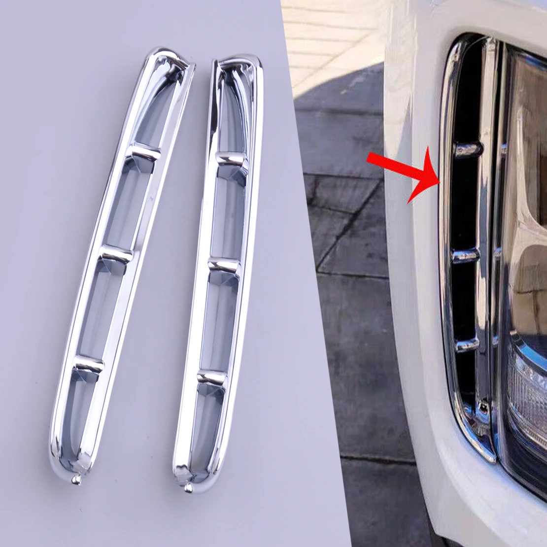 Chrome Style Car Headlight Lamp Air Inlet Cover Trim Decoration Fit For Hyundai Santa Fe 2019 2020