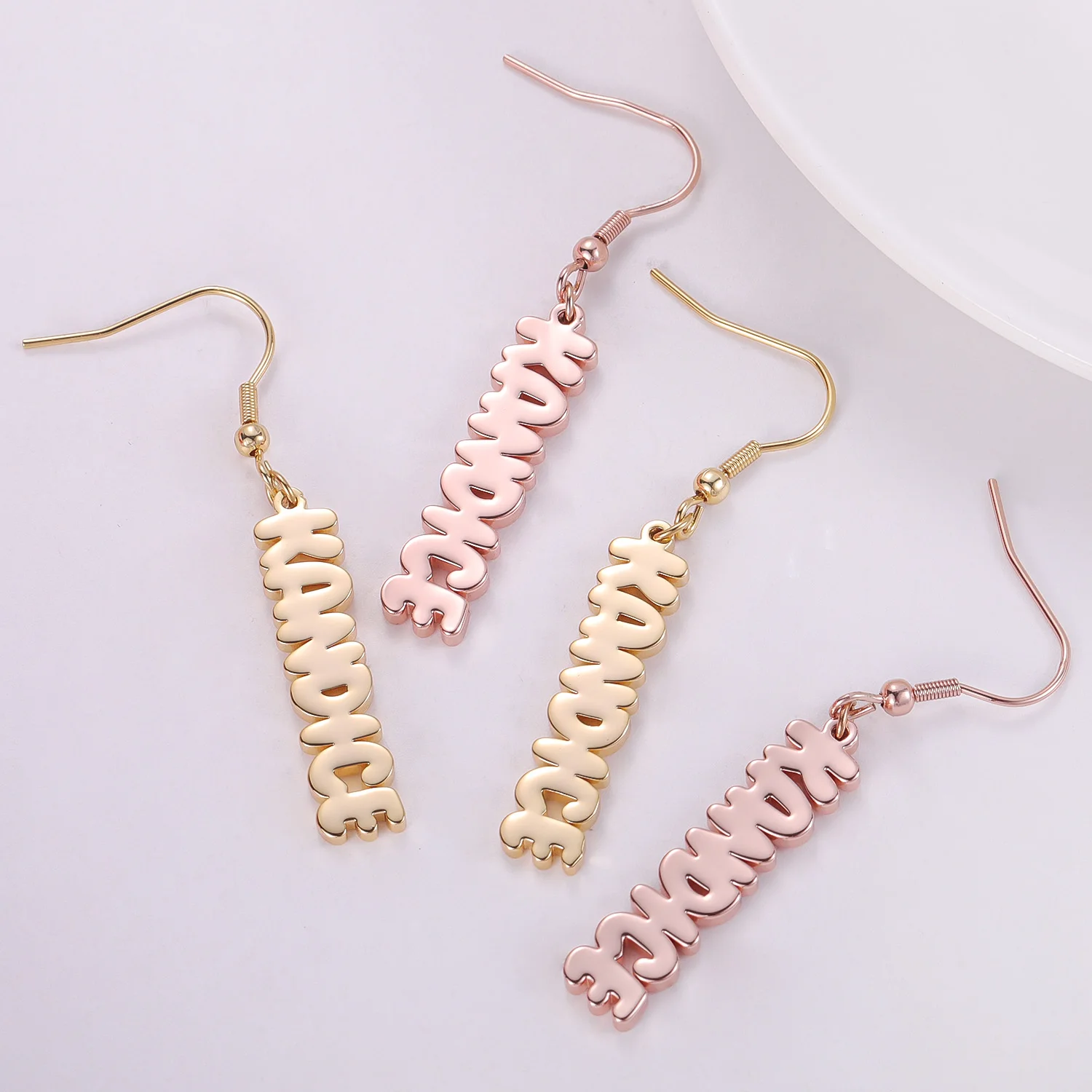 

Personalized 3D Bubble Letter Dangle Earrings for Women Hypoallergenic Drop Earrings Valentine's Day Birthday Gift for Her