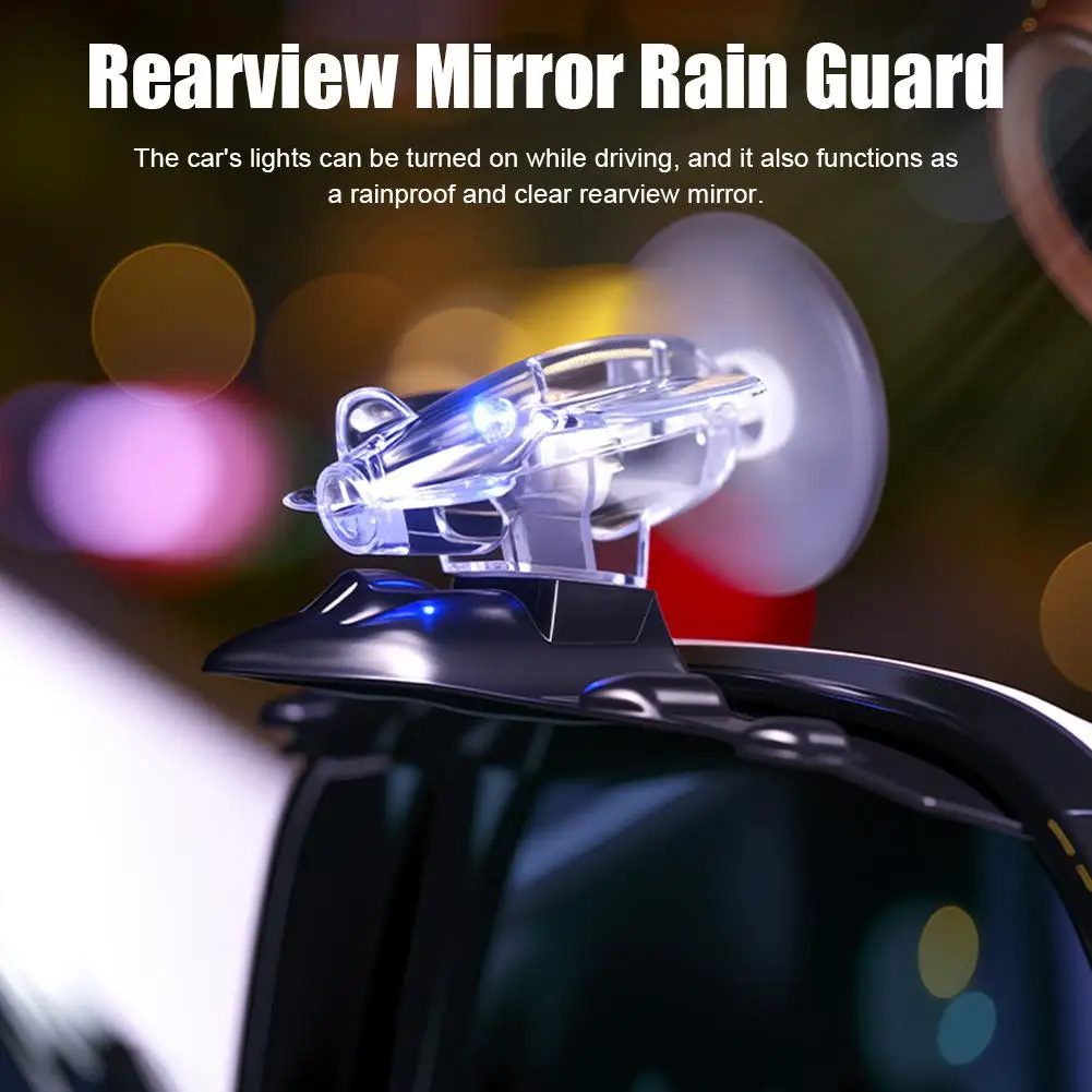 Car Rearview Mirror Decorative Airplane With Wind-Powered Glowing Light Rainproof Visor For Driving Safety Car Accessory D1S3