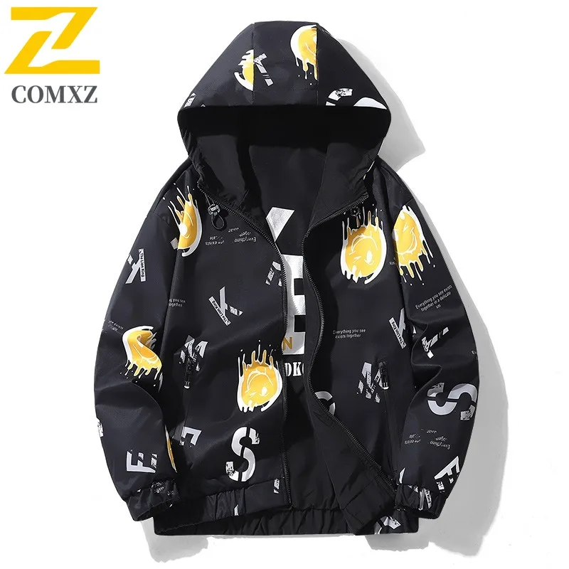 

COMXZ 2025 Мужская куртка в корейском стиле, рабочая одежда, двустороннее повседневное пальто с капюшоном, осенняя мода, оптовая продажа, модно