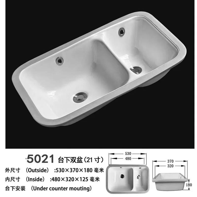 Bathroom double basin  counter, children and mothers  the stone wash hands and face ceramic basin under the counter