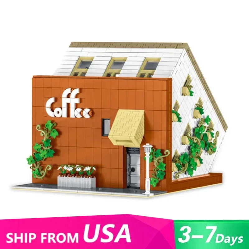 

3118PCS MOC Upside Down Cafe Building Block Street View Modular Architecture Model Assembly Bricks Toys for Adults Kids Gifts