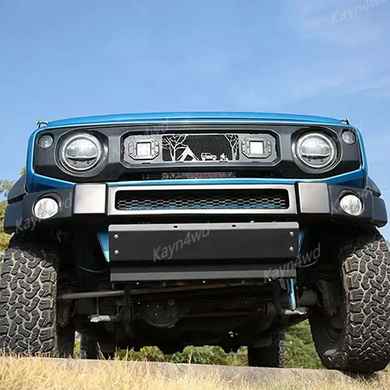 Off Road 4x4 Accessories Plastic Narrow Front Bumper Kits With Aluminum Alloy Skid Plate  For 2019+ Suzuki Jimny JB64 JB74 JC74