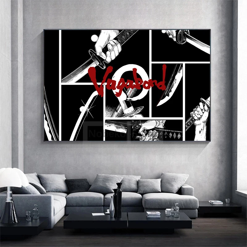Japanese Hot Blooded Manga Vagabond Miyamoto Musashi Kendo Poster and Prints Canvas Painting Wall Art Pictures Home Room Decor