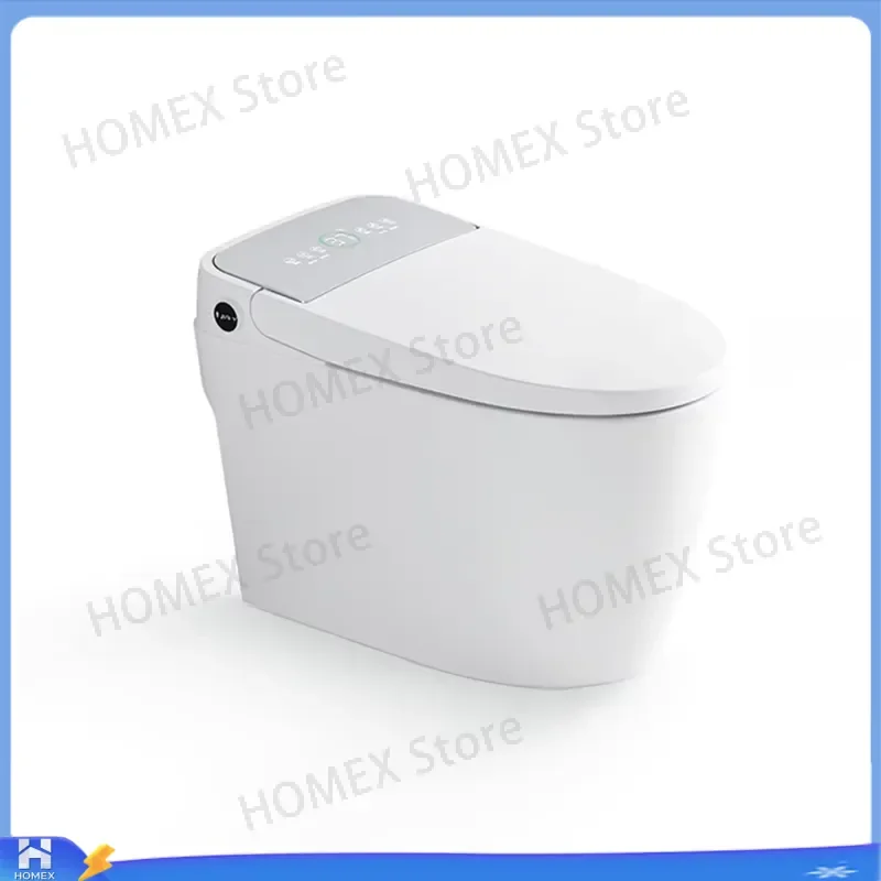 Modern Luxury Smart Elongated One Piece Ceramic Toilet S Trap Hidden Tank Remote Control Floor Mounted Automatic Bidet WC
