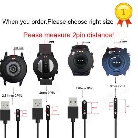 2pin USB Power charger Magnetic Charge Charging Cable for Smart Watch bracelet 2.84mm 4mm 7.62mm 9mm Magnet Suction chargers