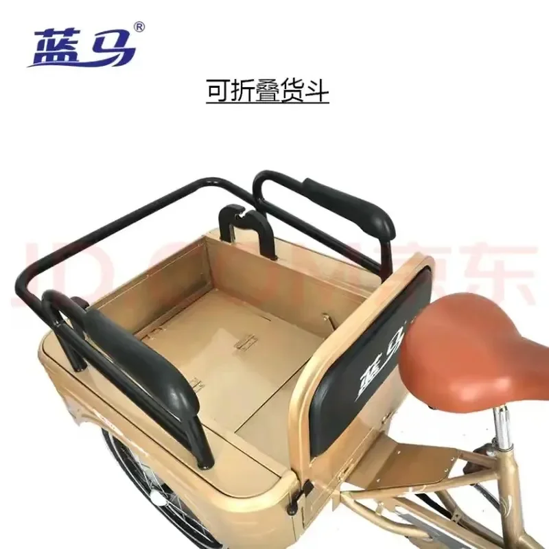 Blue Horse Folding Electric Tricycle for Adults and Seniors with Pedal Assist and Storage Bucket Three Wheel Bike