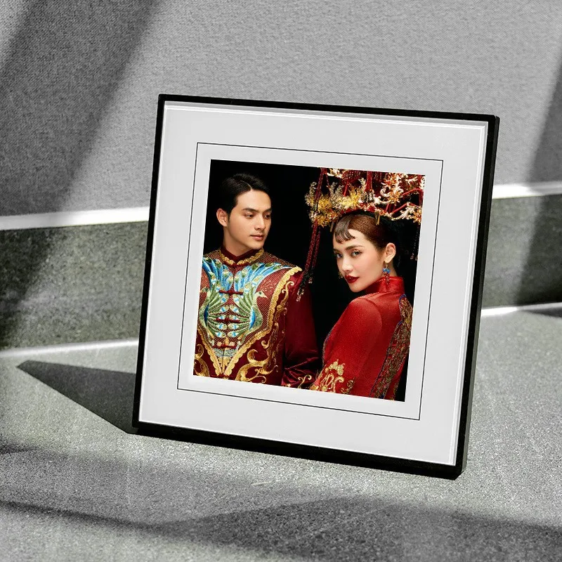 Creative Minimalist Black High-End Glass Photo Frame 7 Inch & 10 Inch Tabletop Wedding Photo Frame Home Décor