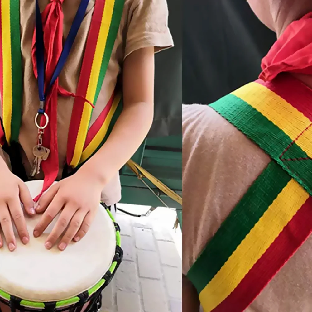 4/8in African Drum Djembe Hand-Carved Portable Hand Drum with Colorful Art Patterns Percussion Traditional Musical Instrument