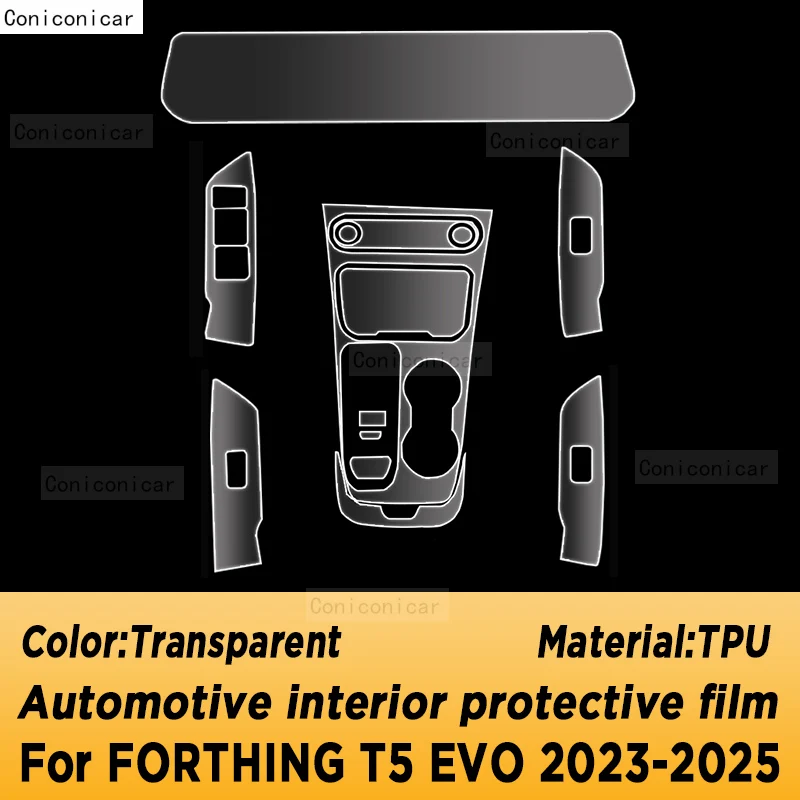 For FORTHING T5 EVO 2023 2024 2025 Panel Navigation Automotive Interior Screen TPU Protective Film Anti-Scratch Sticker