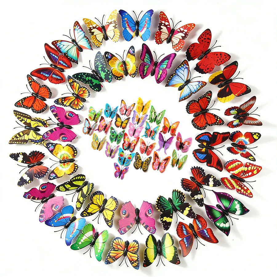 12/24/48pcs Color Butterfly Magnetic Stickers Reusable Refrigerator Decor DIY Wall Decals Home Decoration Accessories