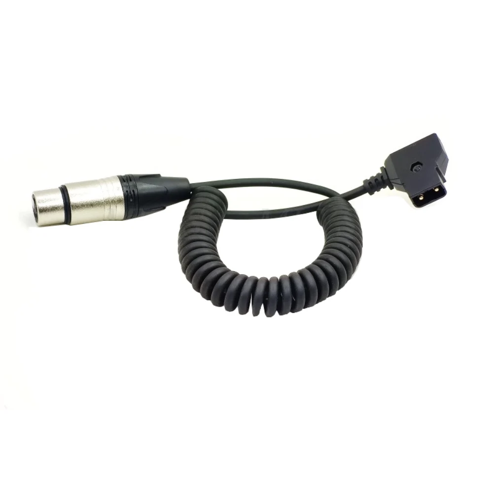 D-Tap B to XLR 4pin Female Coiled Power Cable for DSLR Video Rig Sony Canon Monitor Camera