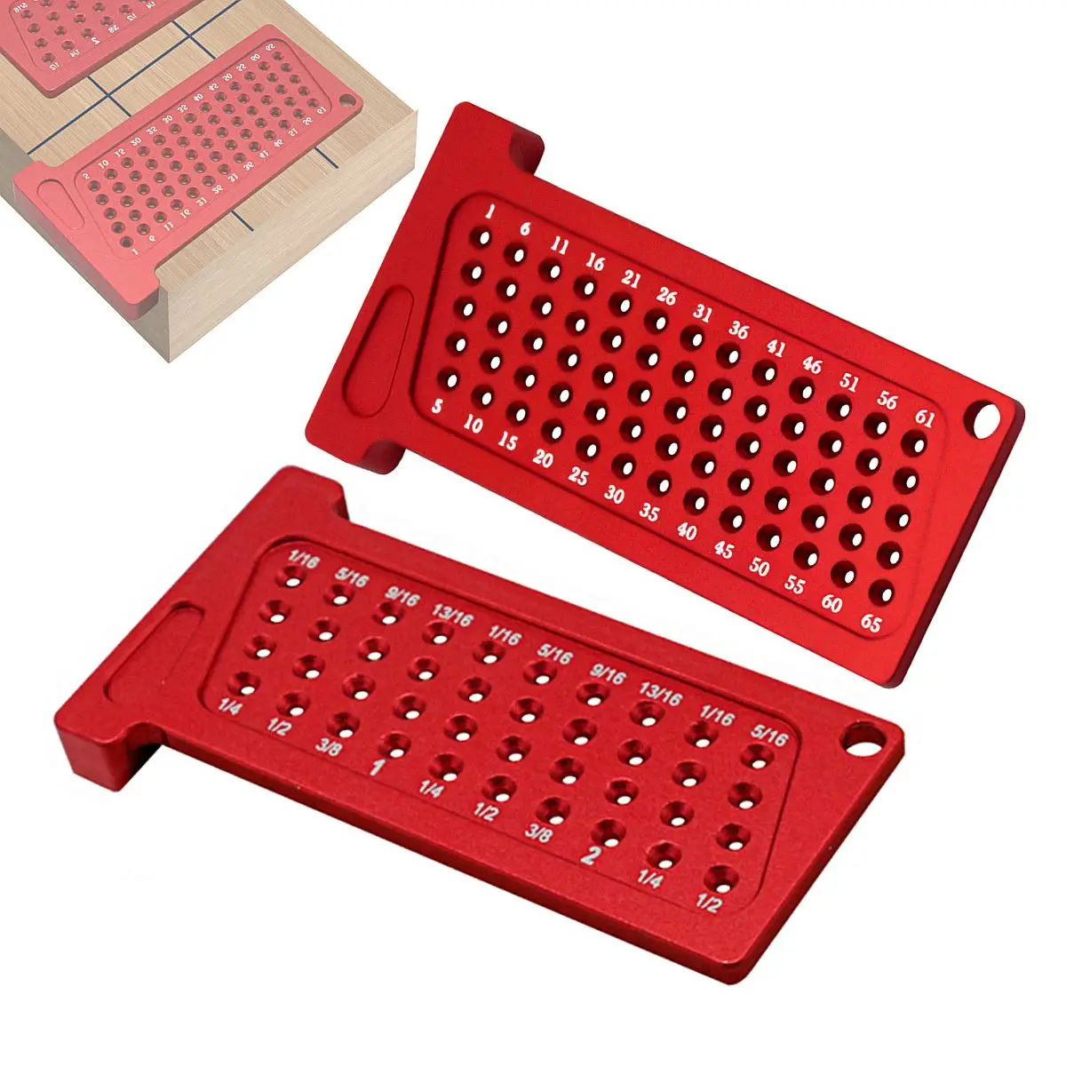 Woodworking Scribe Metric Imperial T-ruler Aluminum Pocket Marking Gauge Carpentry Cross Calibration Hole Scribing Ruler